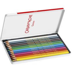 Crayons de couleur Swisscolor, étui métal de 12