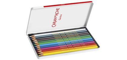 Crayons de couleur SWISSCOLOR, étui métal de 12