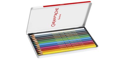 Crayons de couleur SWISSCOLOR, étui métal de 12
