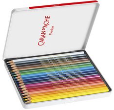 Crayons de couleur SWISSCOLOR, étui métal de 18