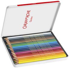 Crayons de couleur Swisscolor, étui métal de 18