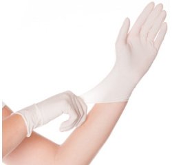 Gant latex SKIN, M, poudré, blanc - Boîte de 100 gants