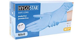Nitrile glove SAFE LONG, L, powder-free, black - Box of 100 gloves