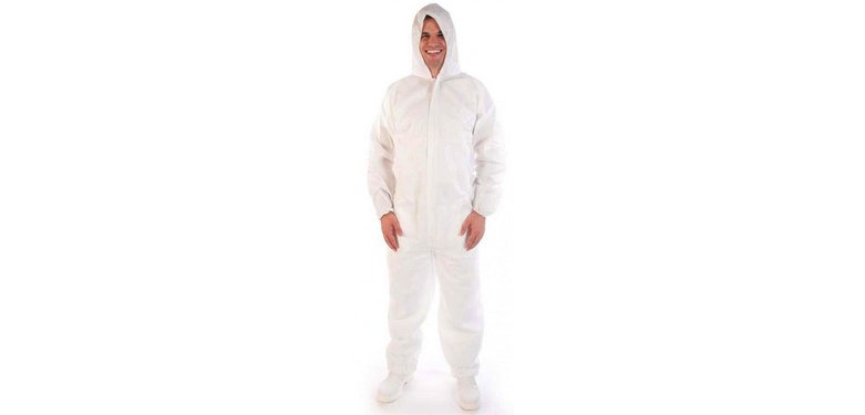 PP coverall with hood, XXL, white