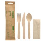 Kit de couverts 'pure', en bois de bouleau, 4 pièces