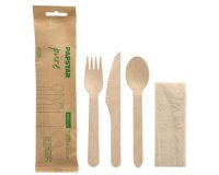 Kit de couverts 'pure', en bois de bouleau, 4 pièces