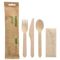 Kit de couverts 'pure', en bois de bouleau, 4 pièces