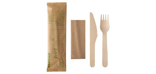 Kit de couverts 'pure', en bois de bouleau, 3 pièces