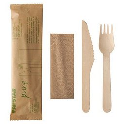 Kit de couverts 'pure', en bois de bouleau, 3 pièces