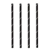 Paille en papier 'pure', 150 mm, noir / blanc