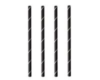 Paille en papier 'pure', 150 mm, noir / blanc