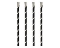 Paille en papier avec cuiller 'pure', 200 mm, noir