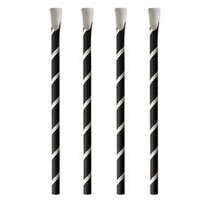 Papieren rietjes met lepel 'Pure' 200 mm zwart