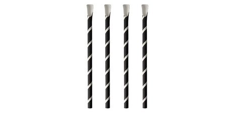 Paper straw with 'pure' spoon, 200 mm, black