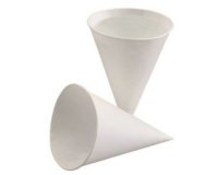 Beker kegelvormig, van suikerrietpapier, wit