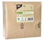 Serviette de table en papier recyclé, pliage 1/8, 3 plis, 33 x 33 cm, naturel - Paquet de 100
