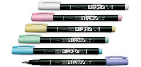 Tombow Stylo de calligraphie Fudenosuke Pastel, blanc