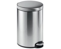 Poubelle à pédale en acier inox., rond, 12 l, argent