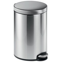 Poubelle à pédale en acier inox., rond, 12 l, argent