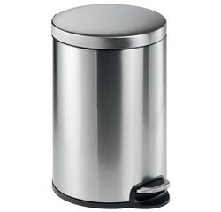 Poubelle à pédale en acier inox., rond, 20 l, argent