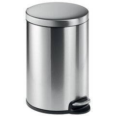 Poubelle à pédale en acier inox., rond, 20 l, argent