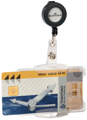 Porte-cartes double avec enrouleur - DURABLE - transparent