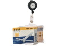 Porte-carte double étui avec enrouleur, transparent