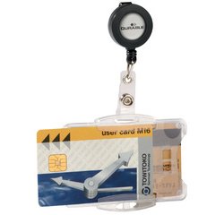 Porte-carte double étui avec enrouleur, transparent