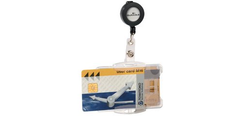 Porte-carte double étui avec enrouleur, transparent