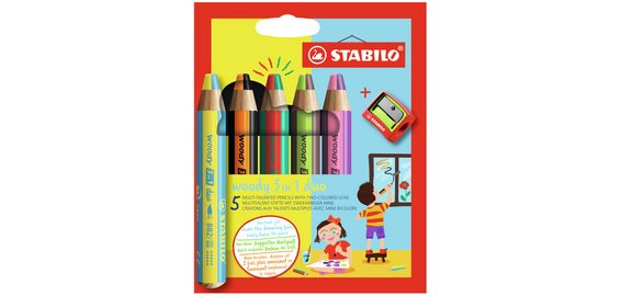 Crayon multi-talents woody 3 en 1 duo, étui de 5