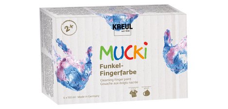 Gouache aux doigts nacrée 'MUCKI', 150 ml, set de 6