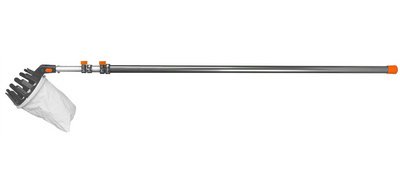 Fruit picker, with telescopic handle, silver/orange