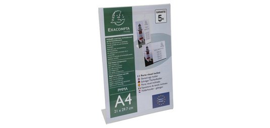 Porte-visuel incliné vertical A4 - Cristal