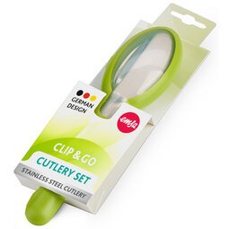 Kit de couverts CLIP & GO, 3 pièces avec étui, vert