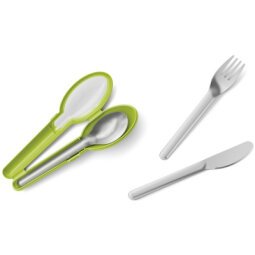 Kit de couverts CLIP & GO, 3 pièces avec étui, vert