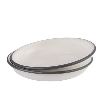 Hollow enameled plate, diameter: 220 mm, set of 2