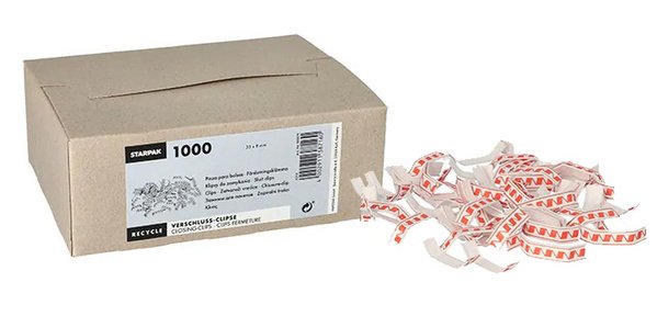 Closure clip, length: 33 mm, red/white