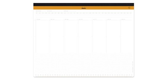 Rhodia sous-main semainier entoilé A4+ (22,2x29,9 cm) 60 feuillets microperforés - Blanc
