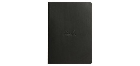 Rhodiarama piqûre textile A5 64p ligné papier ivoire 90g - Noir