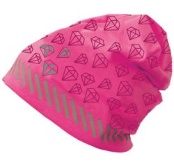 Bonnet jersey pour enfants ReflActions 'Diamant', rose