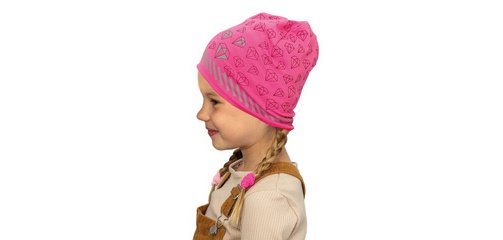 Bonnet jersey pour enfants ReflActions 'Diamant', rose