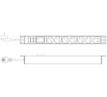 Multiprise 19', 7 prises, 1 U, avec interrupteur