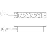 Multiprise 10' avec profilé aluminium, 4 prises