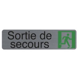 Plaque adhésive imitation aluminium Sortie de secours 16,5X4,4 cm 67172E