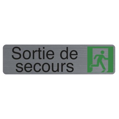 Plaque adhésive imitation aluminium Sortie de secours 16,5X4,4 cm 67172E