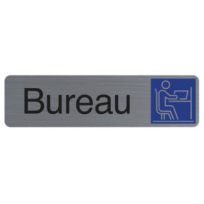 Plaque adhésive imitation aluminium Bureau 16,5X4,4 cm 67154E