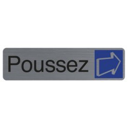 Plaque adhésive imitation aluminium Poussez 16,5X4,4 cm 67155E