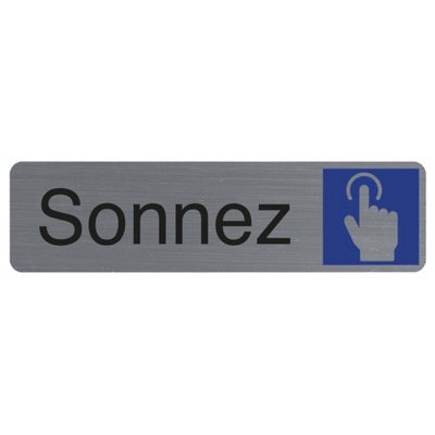 Plaque adhésive imitation aluminium Sonnez 16,5X4,4 cm 67162E