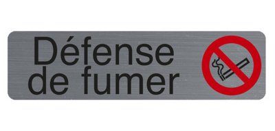 Plaque adhesive exacompta defense de fumer imitation    aluminium 16,5x4,4cm