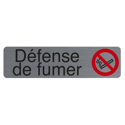 Plaque adhésive imitation aluminium Défenser de fumer 16,5X4,4 cm 67160E